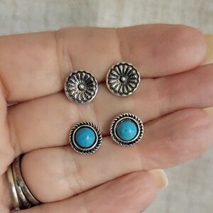 🔥LAST SET🔥 Silver and Turquoise Stud Earrings Set